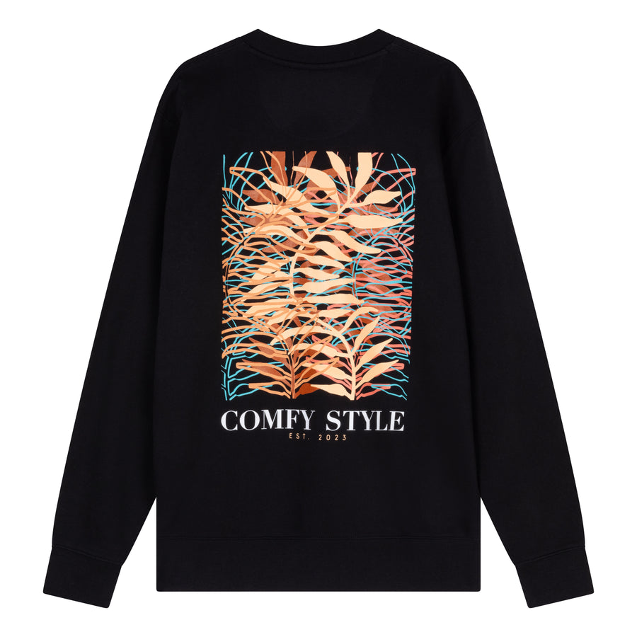 Achterkant Jungle Backprint Heren Sweater Zwart Comfy Style