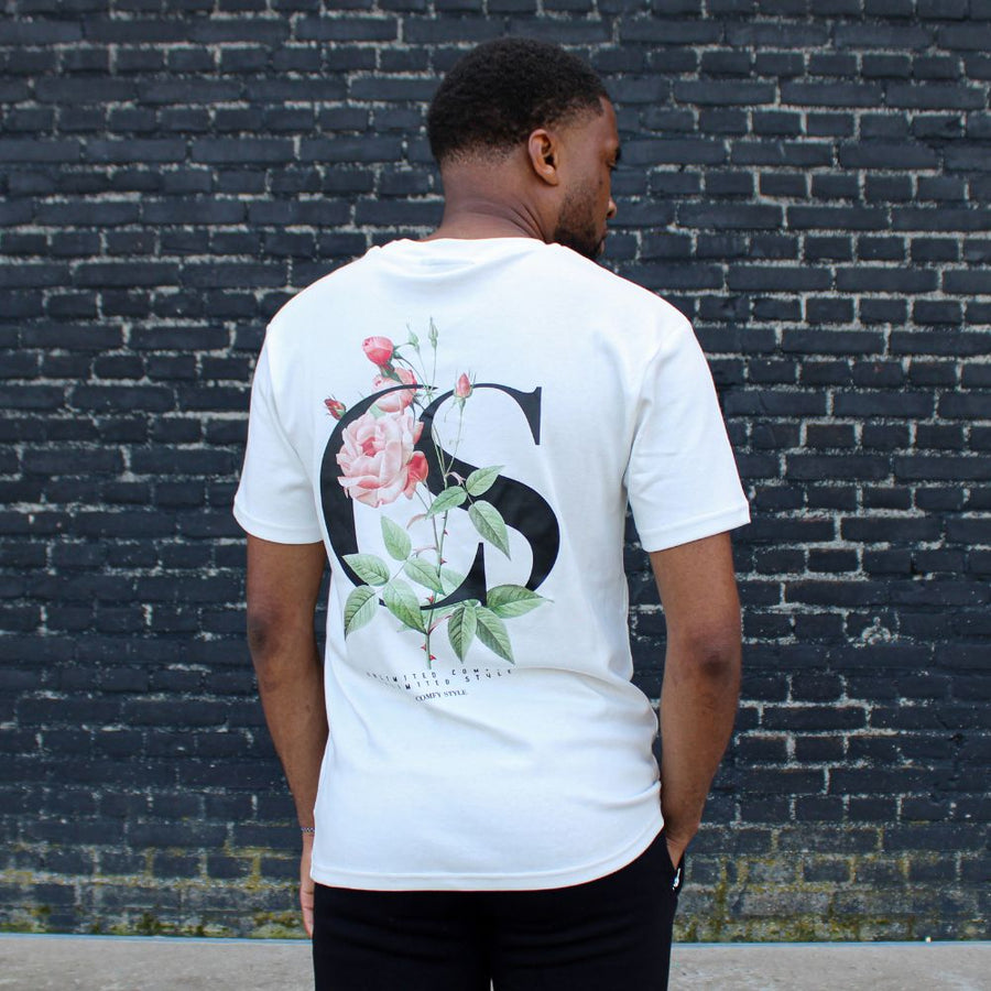 CS Rose Backprint Heren T-shirt Offwhite