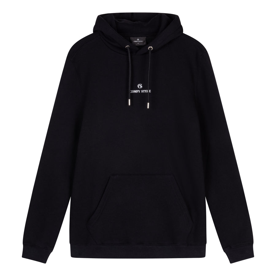 Voorkant Classic Comfort Heren Hoodie Zwart Comfy Style