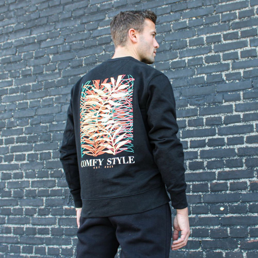 Draagfoto achterkant Jungle Backprint Heren Sweater Zwart Comfy Style