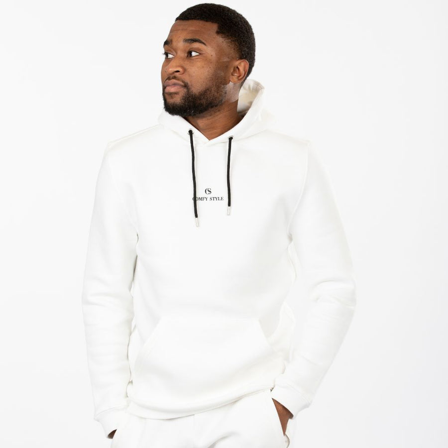 Draagfoto voorkant Classic Comfort Heren Hoodie Offwhite Comfy Style