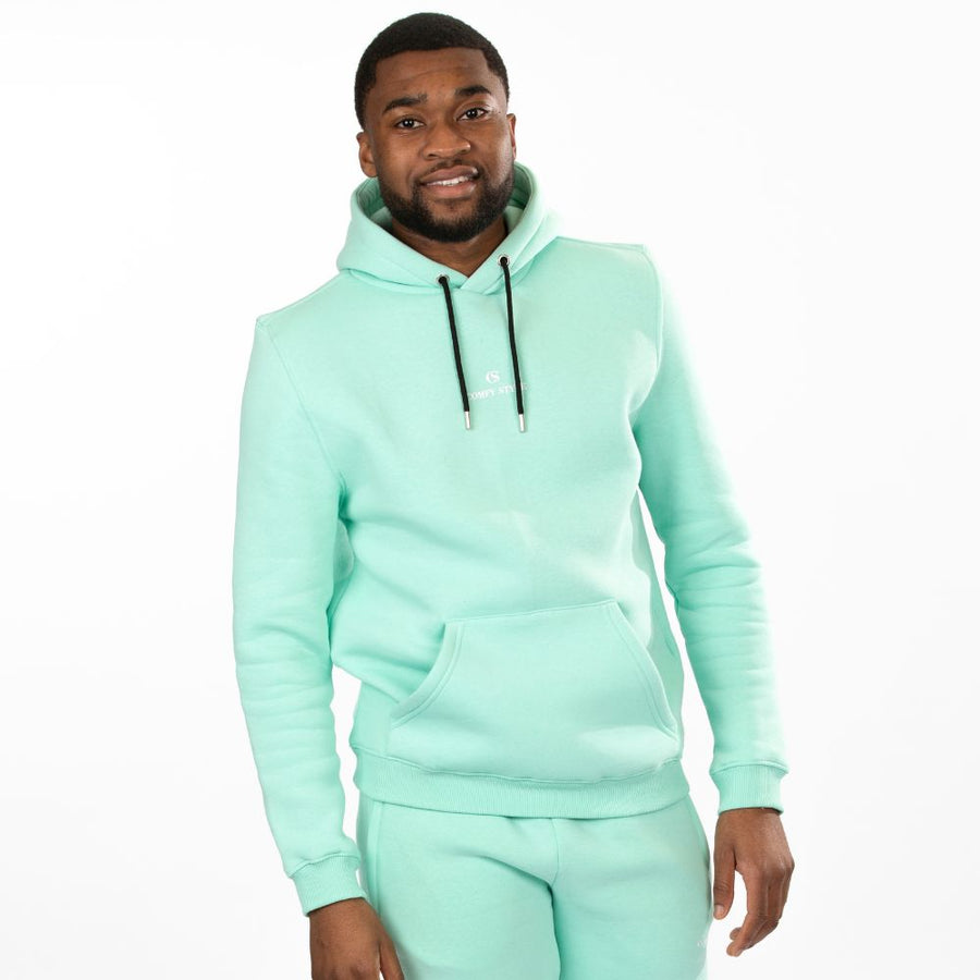 Draagfoto voorkant Classic Comfort Heren Hoodie Mintgroen Comfy Style